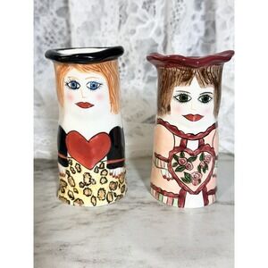 Ganz Bella Casa Susan Paley Gail & Marilyn 4" Hearts Vase w/Magnet (A3175)